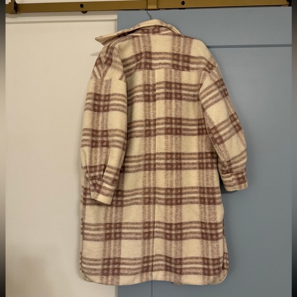 H&M Plaid Long Coat- Small - Picture 7 of 9